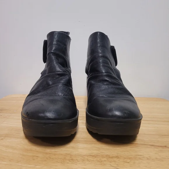 IGI & CO Dressy Black Leather Platform Ankle Boots Shoes (ITALY) Size 7.5 / 38 - Picture 5 of 13